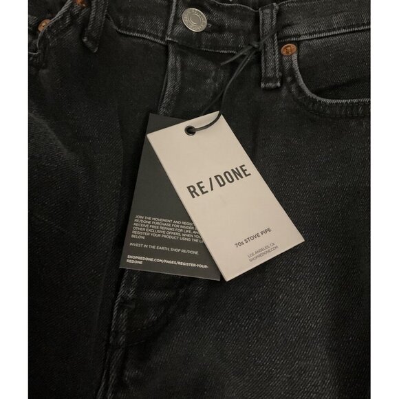Re/Done 70s Stove Pipe Black Jeans Size 29 new with tags preppy casual classic - Picture 4 of 6